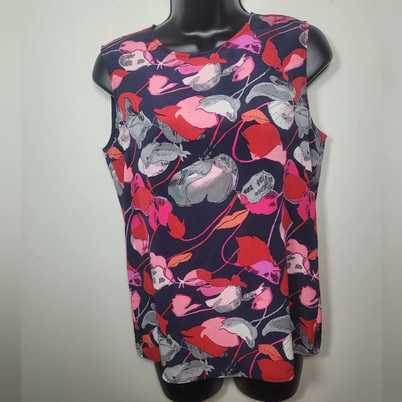 Diane Von Furstenberg Tops - Diane Von Furstenberg Floral Lips Sleeveless Blouse sz S 13958DVF